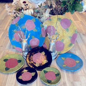 Rose 🌹 & Colored (Yellow, Blue, Green, Black) Dishes